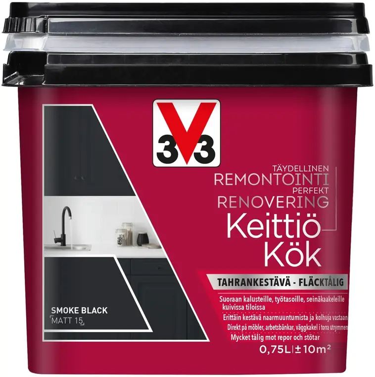 V33 Remontointimaali keittiö 750ml Smoke black matt | Prisma verkkokauppa