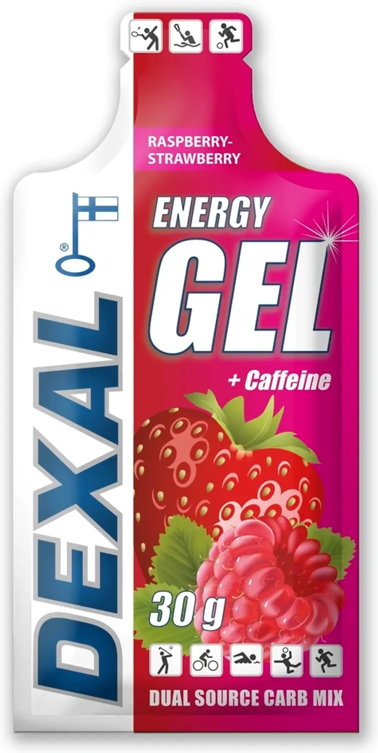 Dexal Energiageeli vadelma-mansikka+kofeiini 30g
