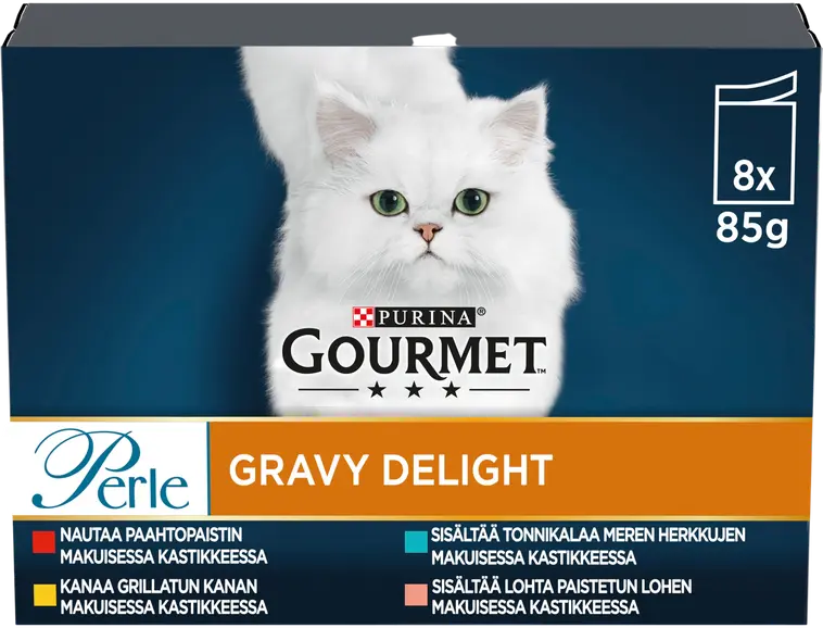 Gourmet 8x85 g Perle Gravy Delight Lajitelma 4 varianttia kissanruoka