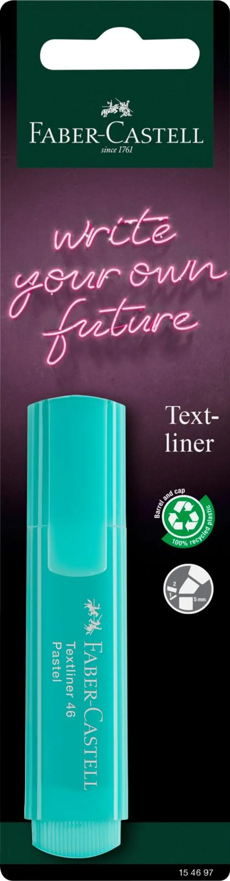 Korostuskynä Faber-Castell 46 pastelli pinkki,turkoosi,vaalean vihreä - 4