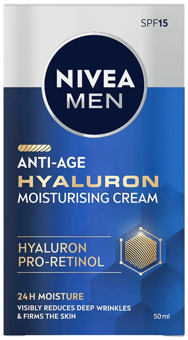 NIVEA MEN 50 мл Антивозрастной увлажняющий крем для лица с гиалуроном SPF15