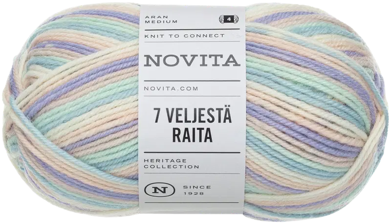 Novita Yarn 7 Brothers Stripe 100 г свадебный бант 974 (цвет свадебная арка)
