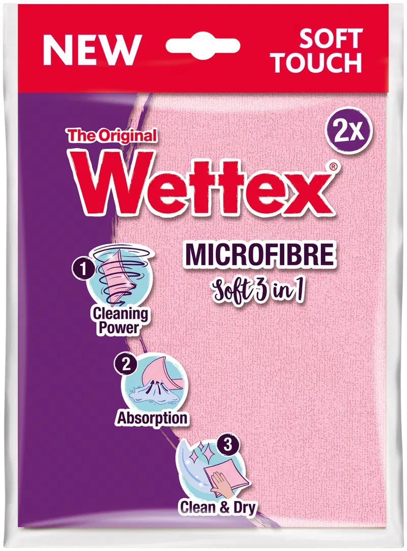 Салфетка из микрофибры Wettex Microfibre Soft 3в1, 2 шт.