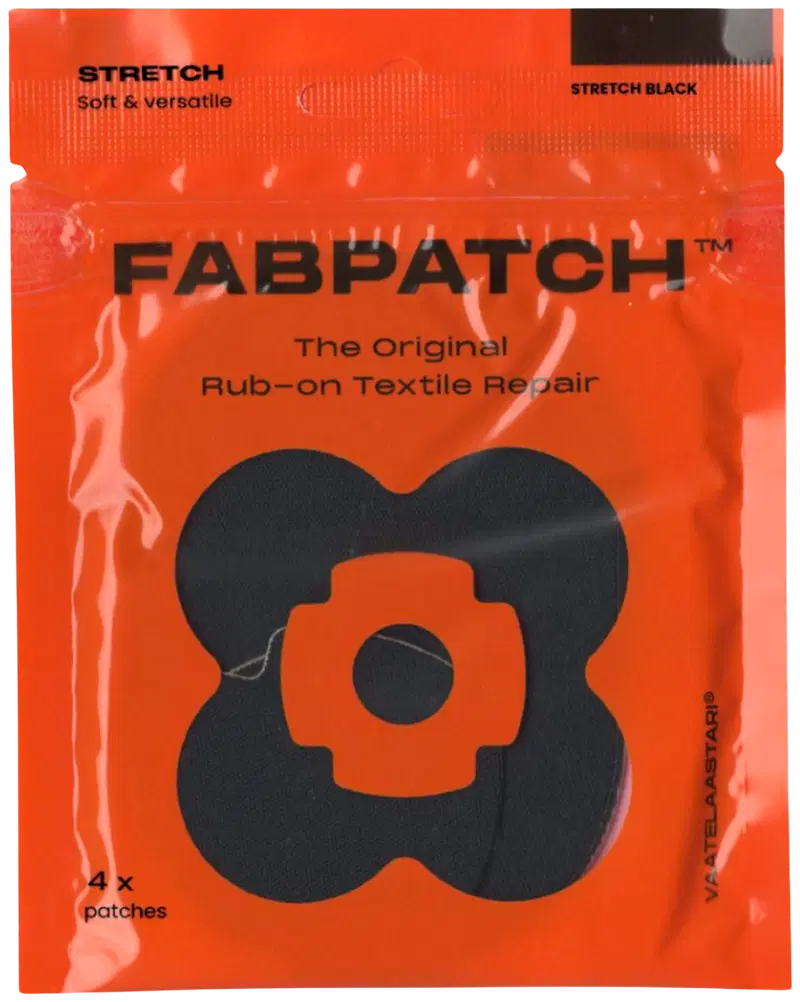 Пластырь для одежды FabPatch, STRETCH BLACK - Пластырь для одежды, пластырь для ремонта текстиля, который приклеивается при трении. (цвет черный)