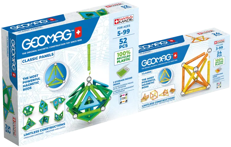 Geomag Classic Panels & Recycled Двойной магнитный набор для сборки, 76 деталей