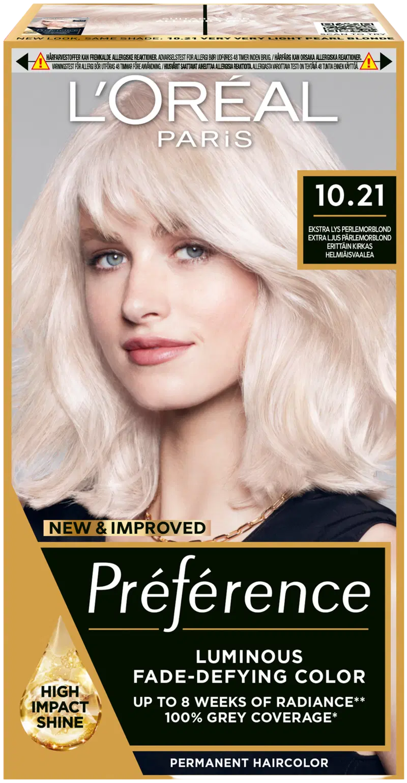L'Oréal Paris Préférence 10.21 Stockholm Extra Light Pearl Blonde Очень яркий перламутровый блондин перманентный цвет 1шт (цвет Стокгольм Экстра Светлый Жемчужный Блонд)
