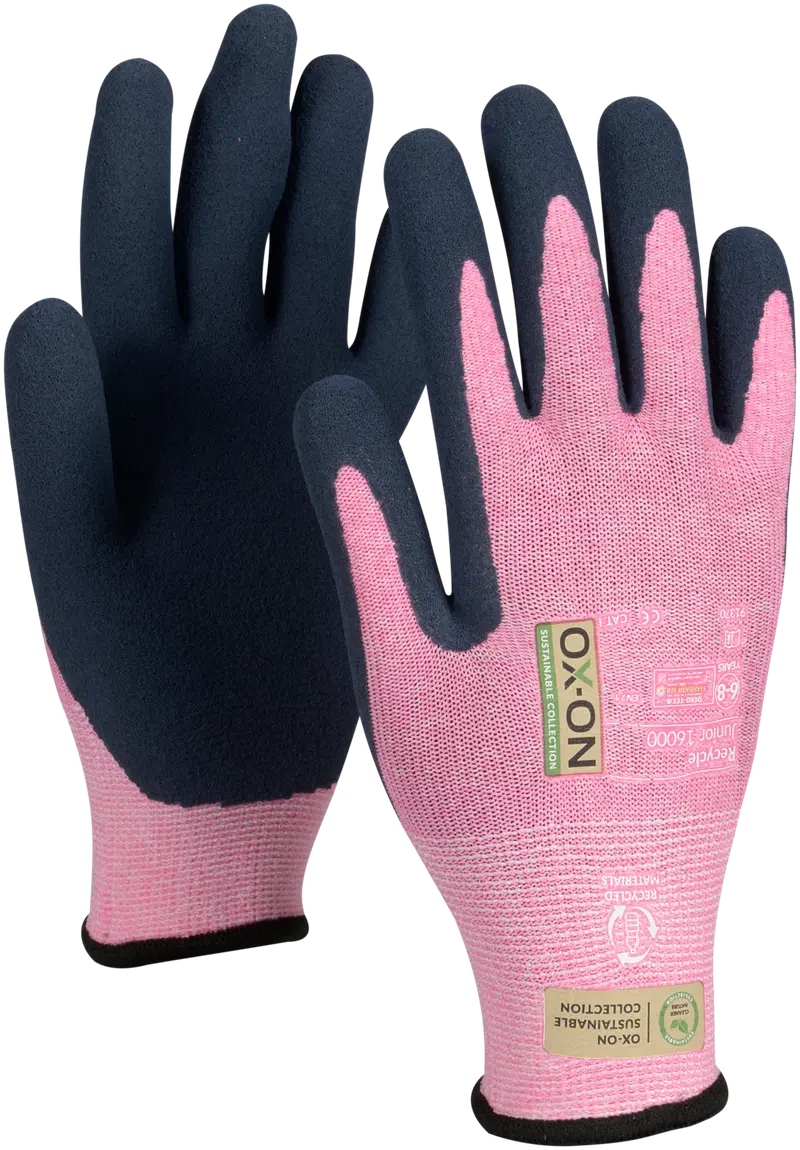 Детские садовые перчатки OX-ON Recycled Junior 16000 (размер 4-6, цвет Розовый)