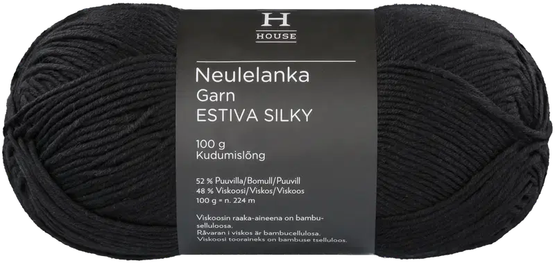 Пряжа домашняя бамбуковая смесовая вискоза-хлопок Estiva Silky 100 г Черный 217 (цвет черный)
