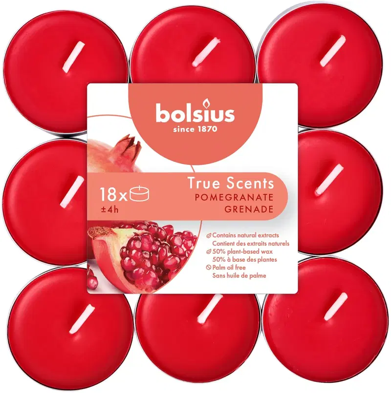 Bolsius True Scents - ароматические нагревательные свечи - Гранат - красные - 18 шт/упак. (цвет красный)