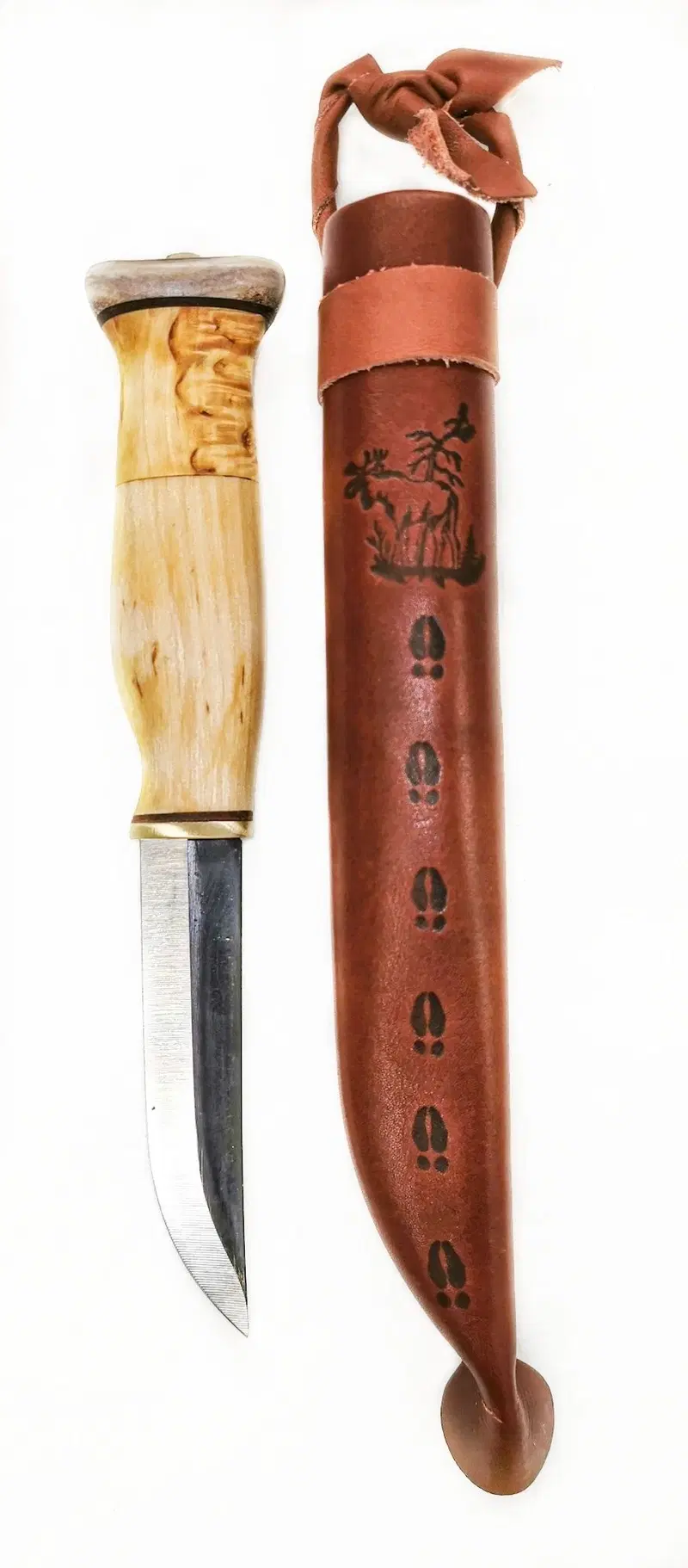 Карманный нож Wood Jewel с наконечником из рога, лезвие из углеродистой стали 9,5 см