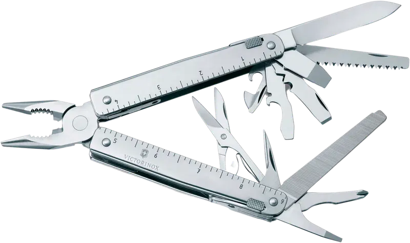 Мультитул Victorinox Swiss Tool X в кожаном чехле.