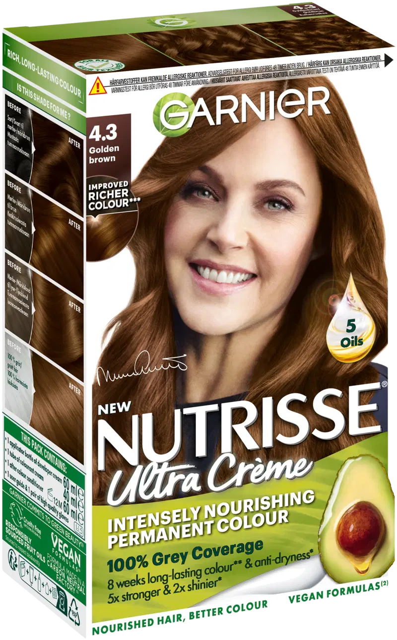 Garnier Nutrisse Ultra Creme 4.3 Золотисто-коричневый Стойкая краска золотисто-коричневого цвета 1шт (цвет Золотисто-коричневый)