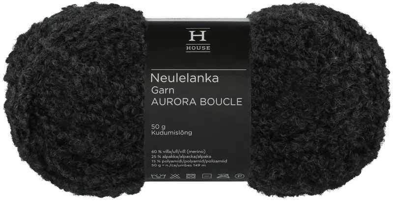 Домашняя пряжа Aurora Boucle 50 г антрацит меланж 1441 (цвет антрацитовый меланж)