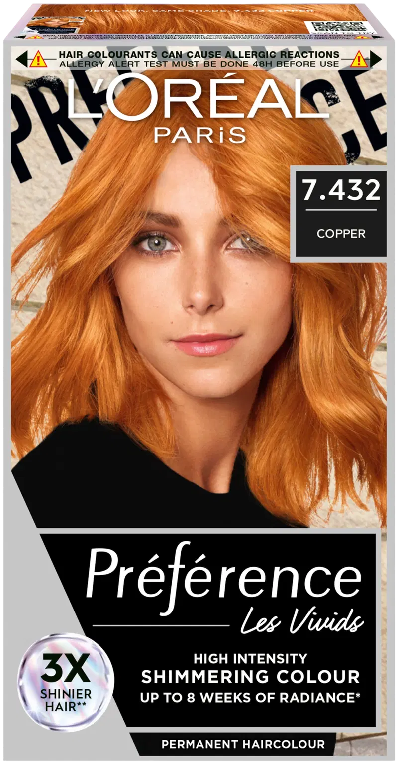L'Oréal Paris Préférence Vivid Colors Медный интенсивный перманентный краситель 1шт (цвет медь)