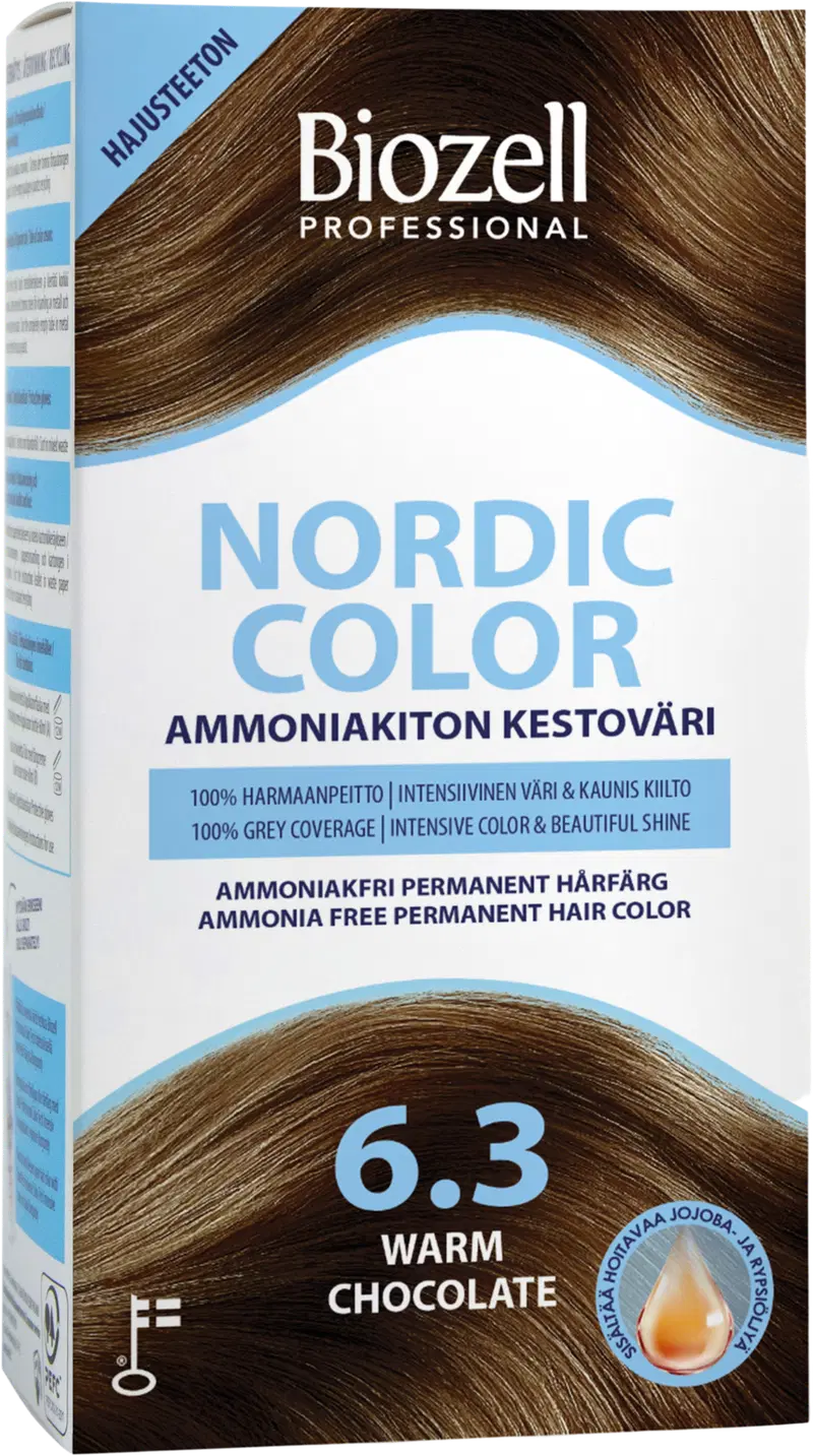 Biozell Professional Nordic Color перманентная краска без аммиака Теплый шоколад 6.3 2x60мл