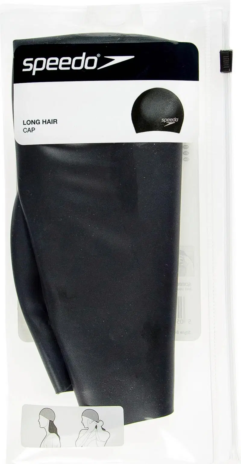 Шапочка для плавания Speedo Long Hair Cap для взрослых на длинные волосы (цвет Черный)
