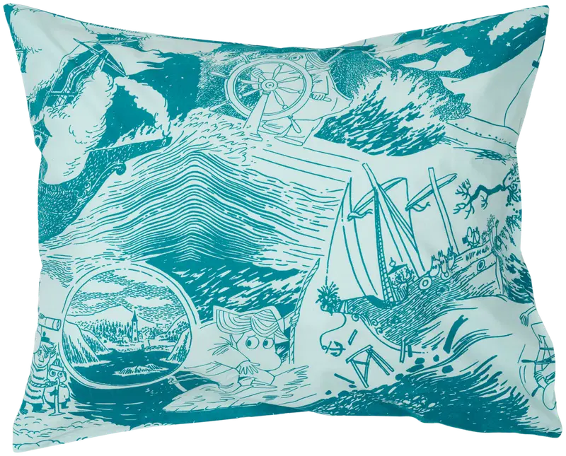 Наволочка Moomin Arabia Moomin 50х60см Парусный спорт GOTS (цвет синий)