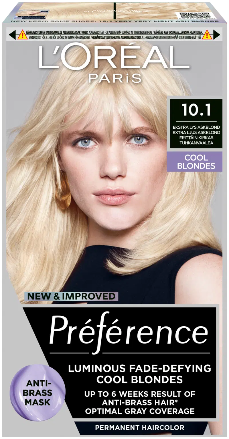 L'Oréal Paris Préférence 10.1 Helsinki Extra Light Ash Blonde Очень яркий перманентный цвет пепельный блондин 1 шт. (цвет Хельсинки Экстра Светлый Пепельный Блонд)