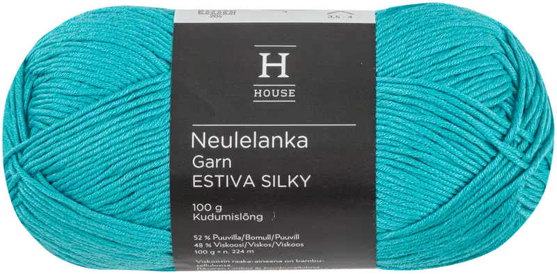 Пряжа домашняя бамбуковая смесовая вискоза-хлопок Estiva Silky 100 г Бирюзовый 10589 (цвет бирюзовый)