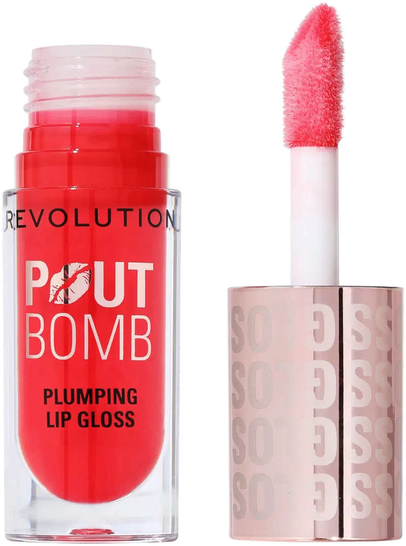 Блеск для губ Revolution Pout Bomb, 4,6 мл, вишневый, прозрачный красный (цвет вишнёвый чистый красный)