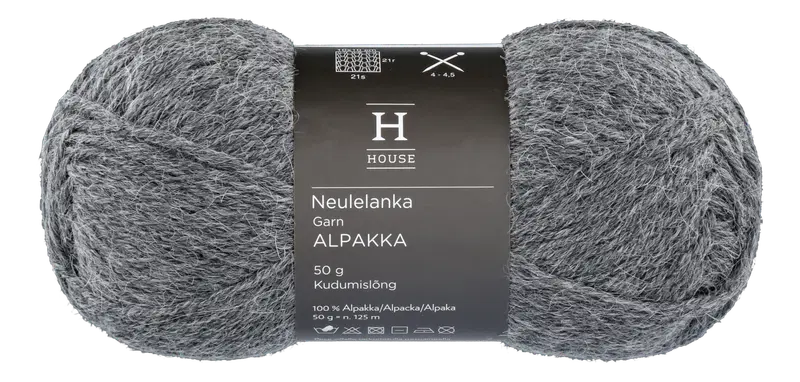 Пряжа для домашнего вязания Альпака 710234 50 г Dark Grey 1026 (цвет темно-серый)