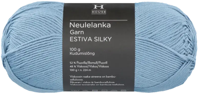 Пряжа домашняя бамбуковая смесовая вискоза-хлопок Estiva Silky 100 г Denim Blue 12408 (цвет джинсовая синяя)