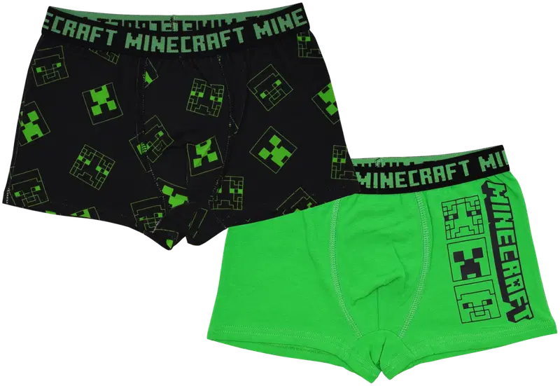 Детские боксеры Minecraft, 2 шт. (размер 120, цвет Зеленый/черный)