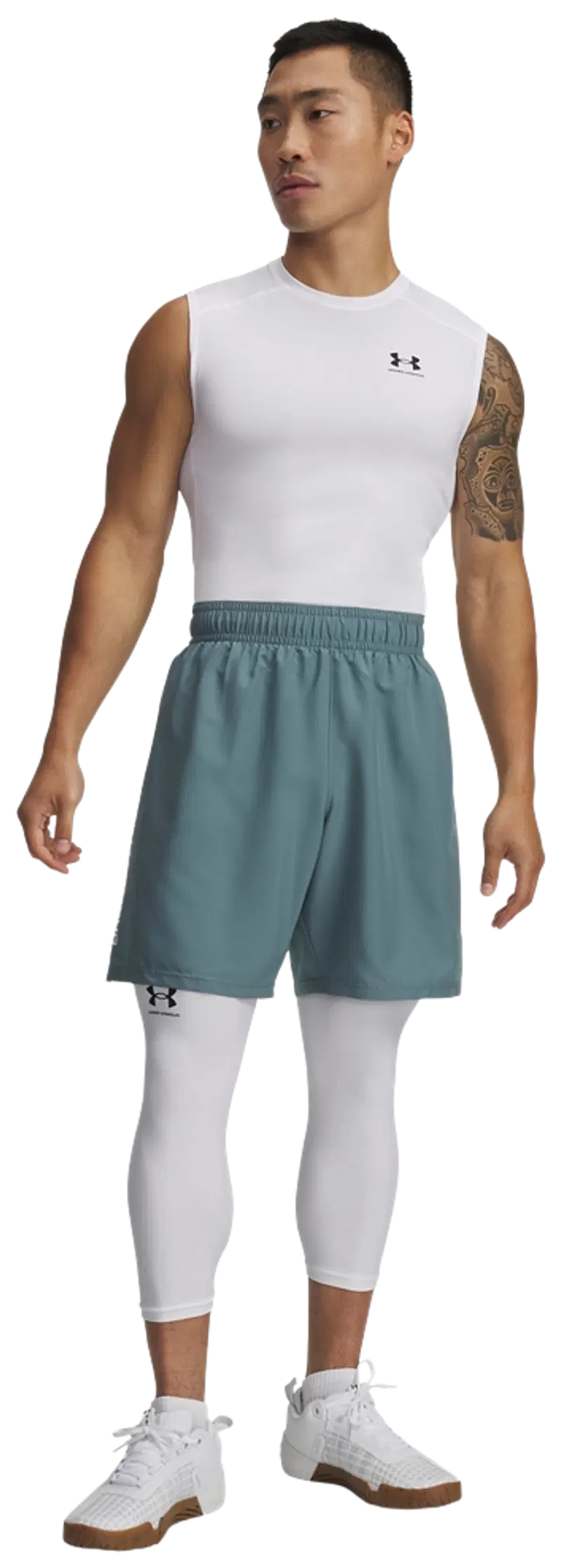 Мужские шорты для тренинга Under Armour из технической ткани с надписью 1383356 (размер М, цвет Джаспер Блю)