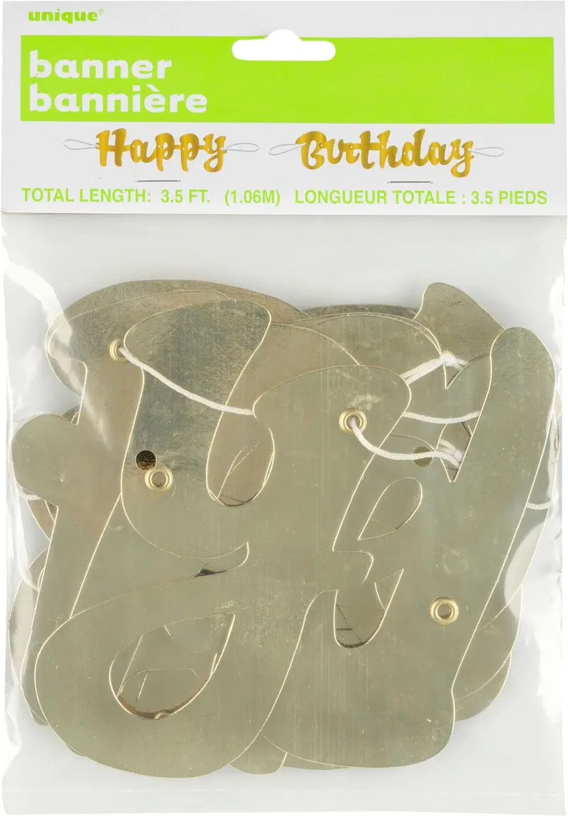 Лента Ilmapalokeskus Happy Birthday золотая 1,07 м (цвет Золото)