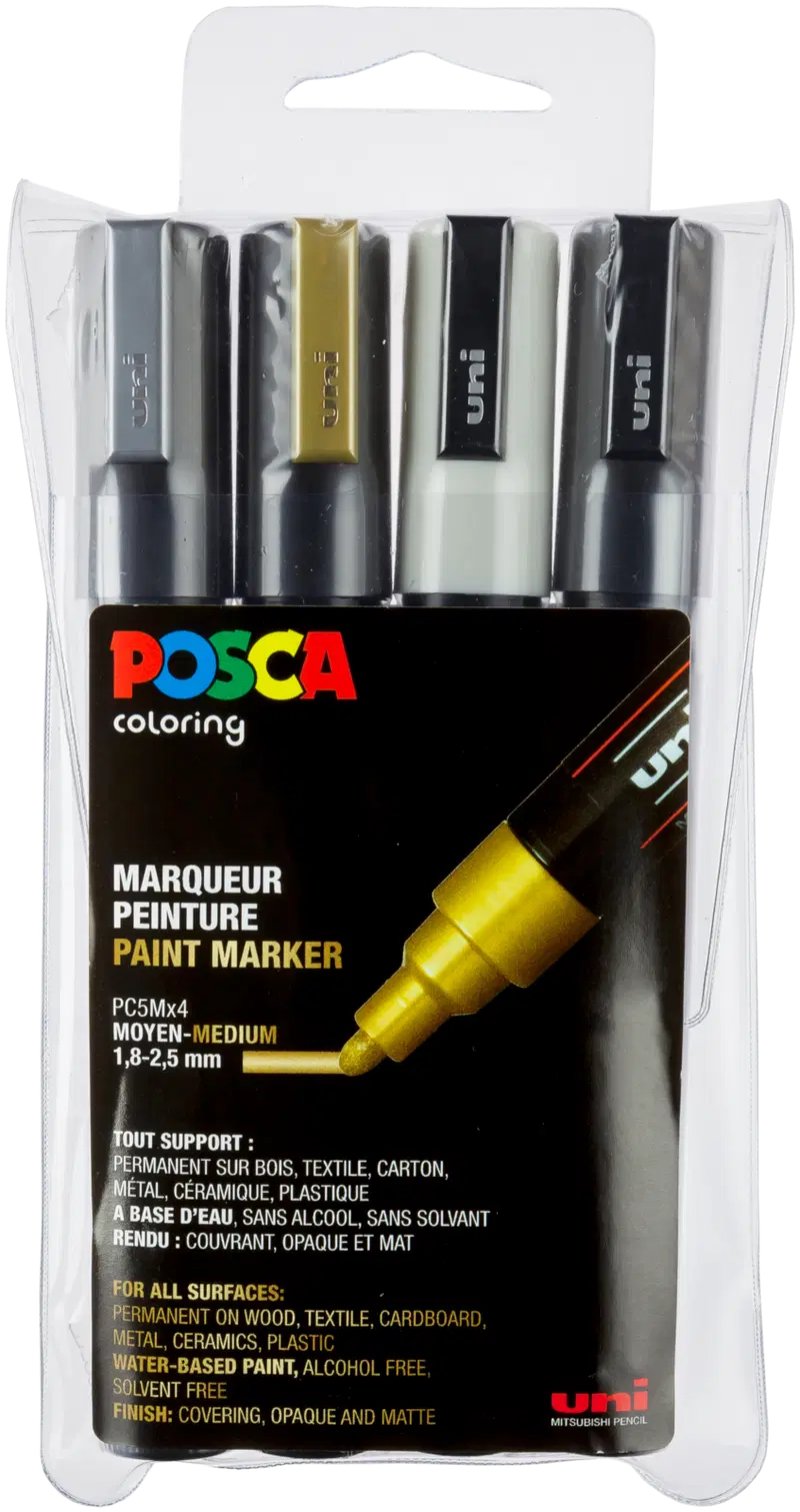 Маркер POSCA 4 шт PC-5M 1,8-2,5мм моно