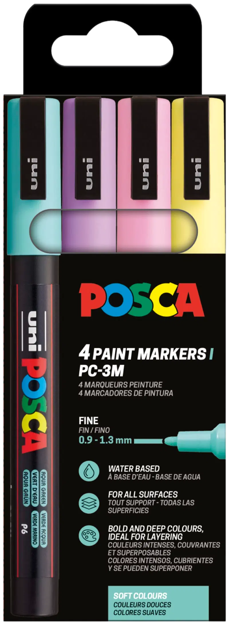 Маркер Posca 4 шт PC-3M пастель