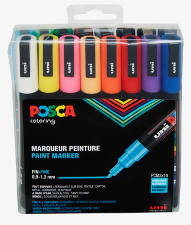 Маркер Posca 16шт PC-3M 0,9-1,3мм базовый