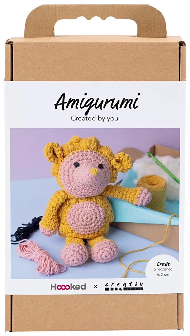 Набор для творчества Amigurumi, Ежик, светло-розовый, теплый желтый, 1 шт./ 1 шт.