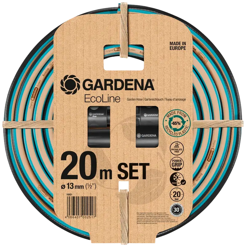 Садовый шланг Gardena Ecoline 1/2", 20 м с разъемами
