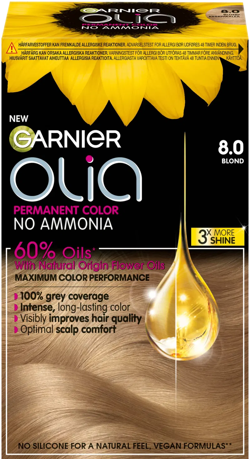 Стойкая краска Garnier Olia 8.0 Блонд 174мл (цвет Блондинка)