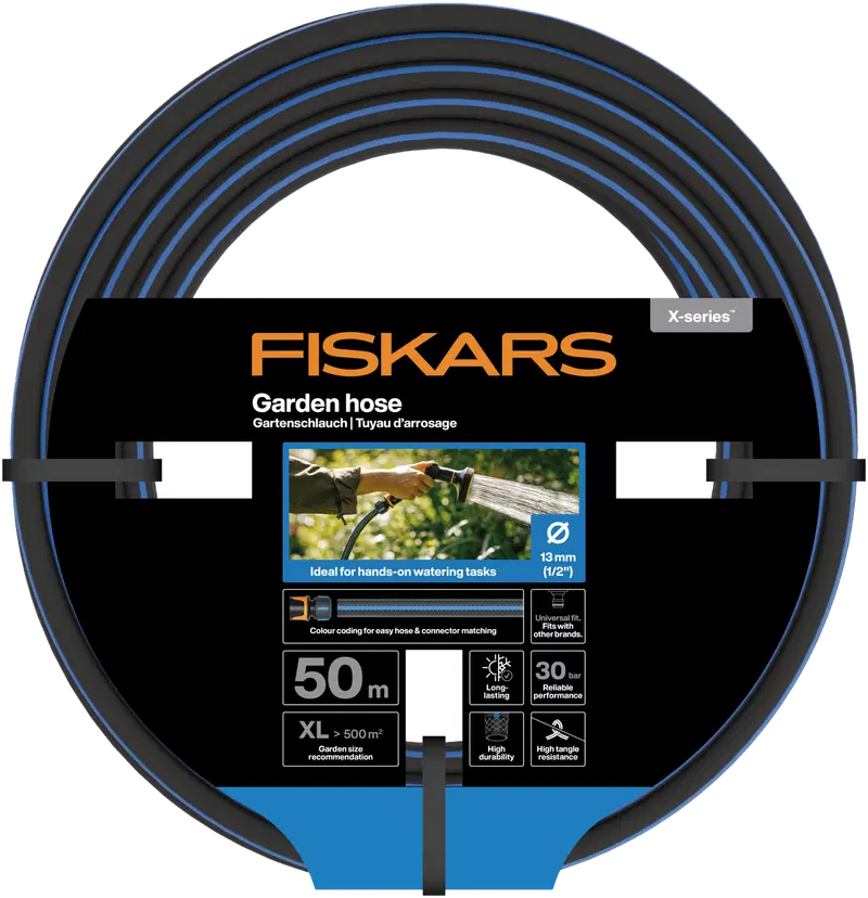 Садовый шланг Fiskars 13 мм ((1/2”), 50 м, серия X