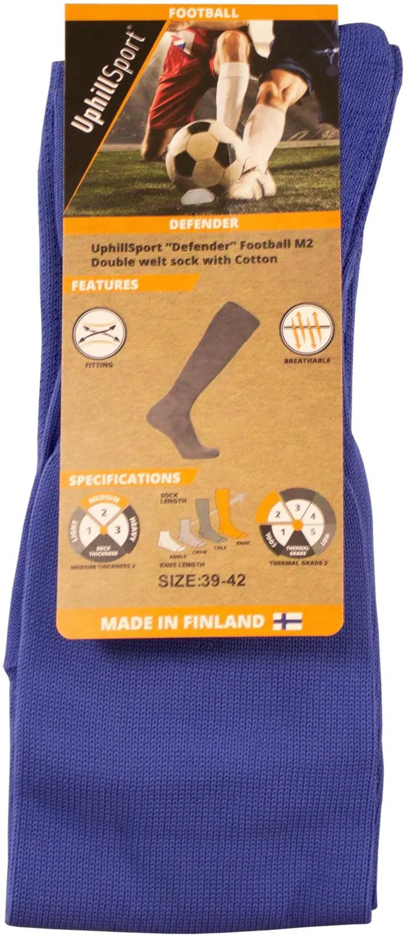 Футбольные носки Uphillsport M2 (размер 27-30, цвет СИНИЙ)