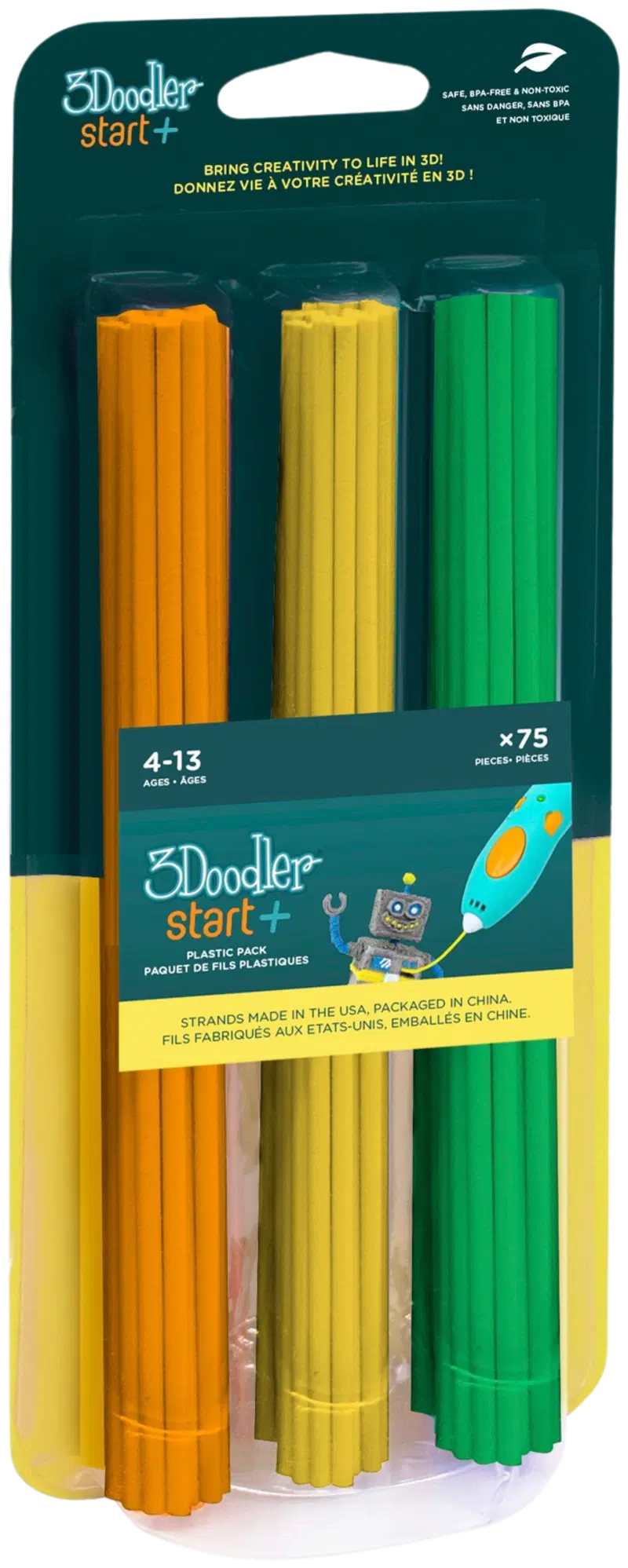 3Doodler 3D нить ECO 75 шт оранжевый/желтый/зеленый
