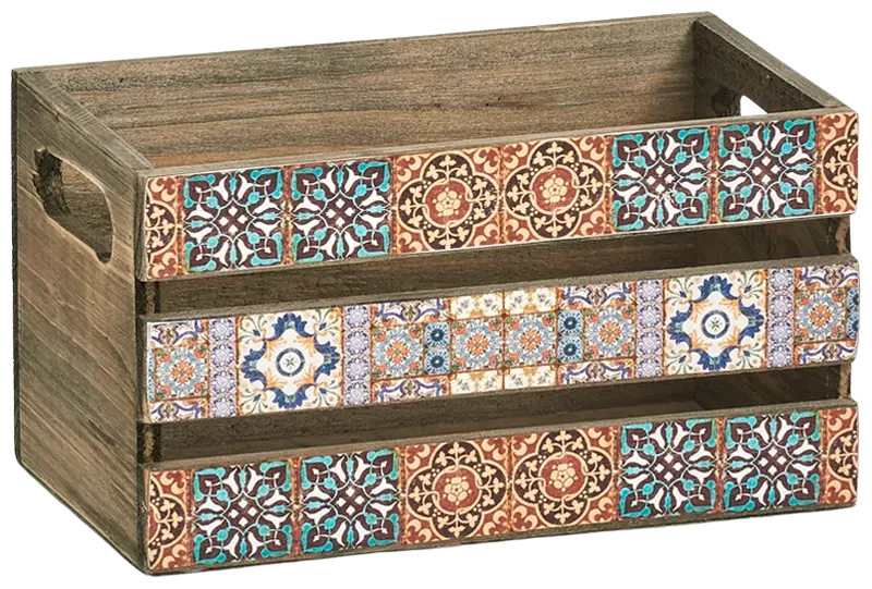 Деревянная корзина для хранения Zeller Мозаика 24 x 16 x 13,5 см (цвет декор)
