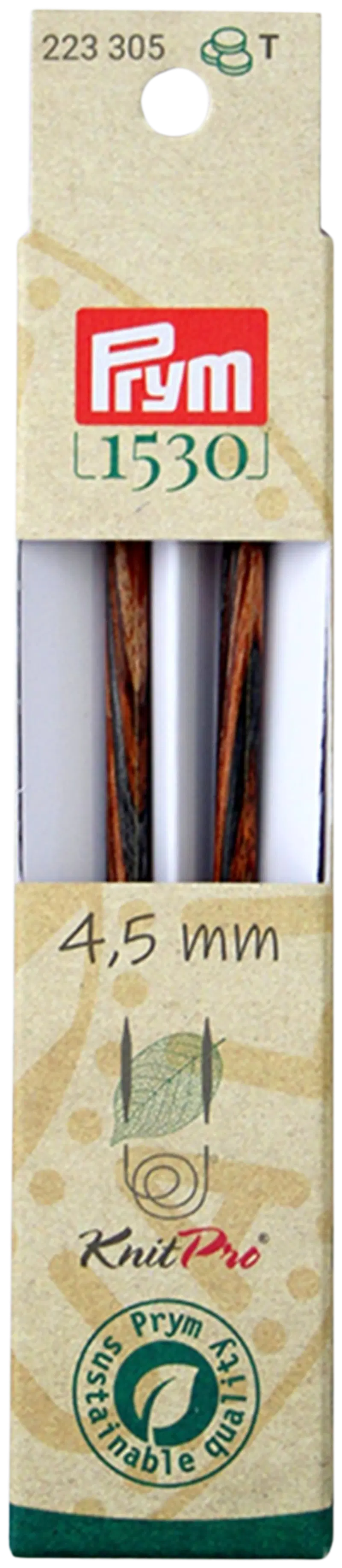 Prym 1530 круглая головка 4,5 мм, материал дерево, можно подключить к кабелю (цвет коричневый)