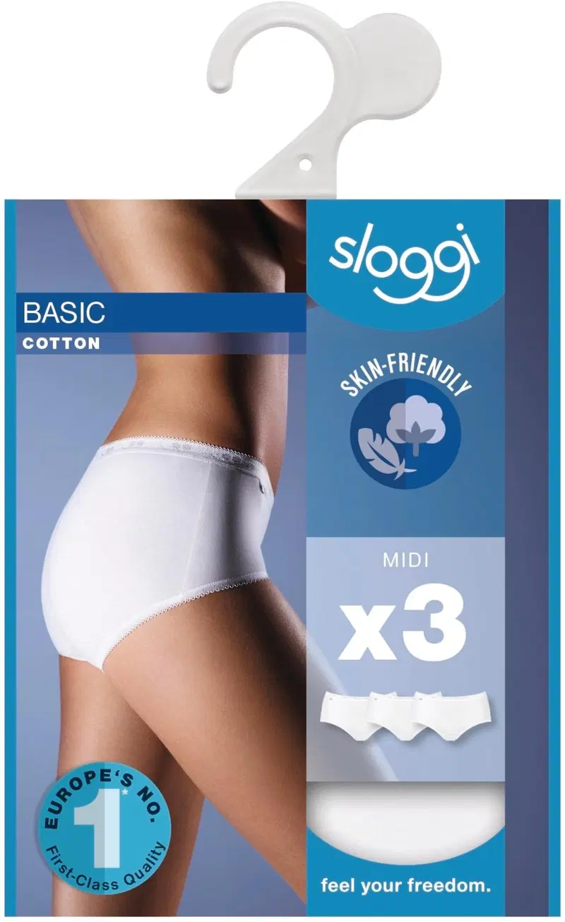 Женские трусы Sloggi Basic Midi, 3 пары (размер 38, цвет БЕЛЫЙ)