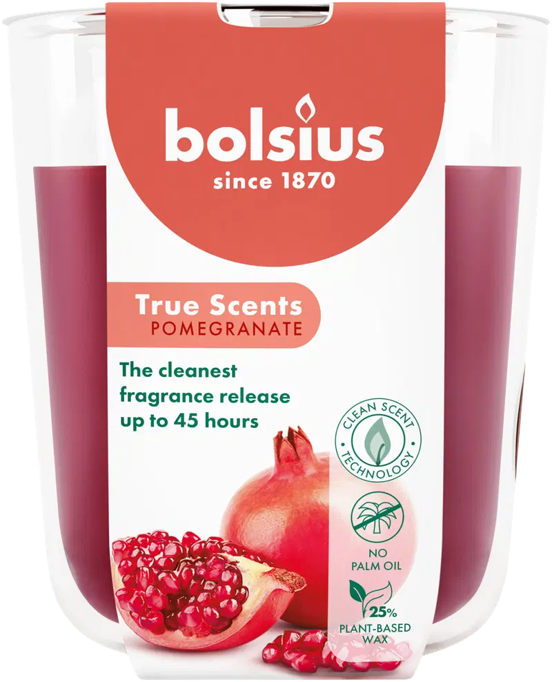 Bolsius True Scents - ароматическая свеча в стакане - Гранат - красная - большая (цвет красный)