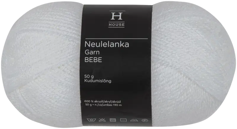 Домашняя пряжа Bebe 50 г белая 208 (цвет белый)