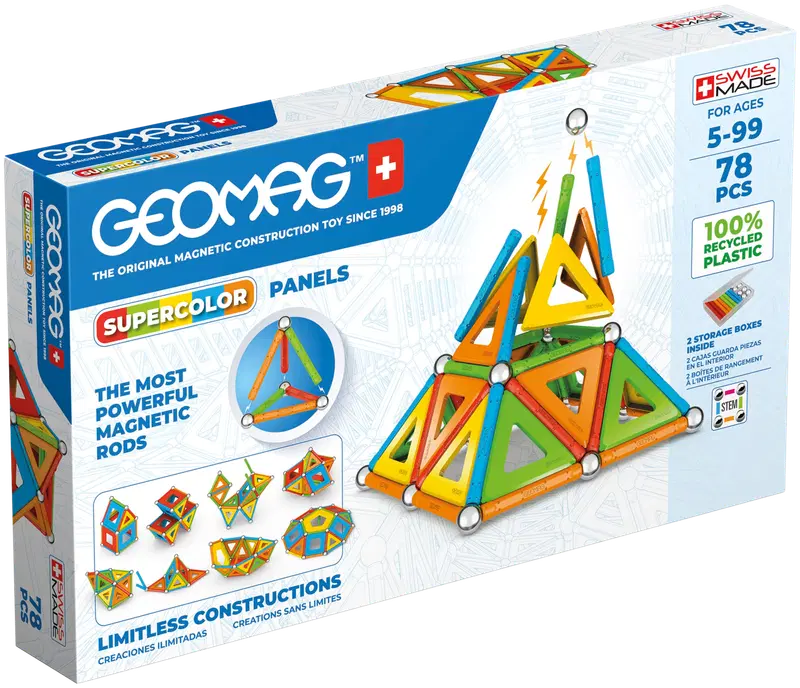 Магнитный конструктор Geomag Supercolor Panels, 78 деталей