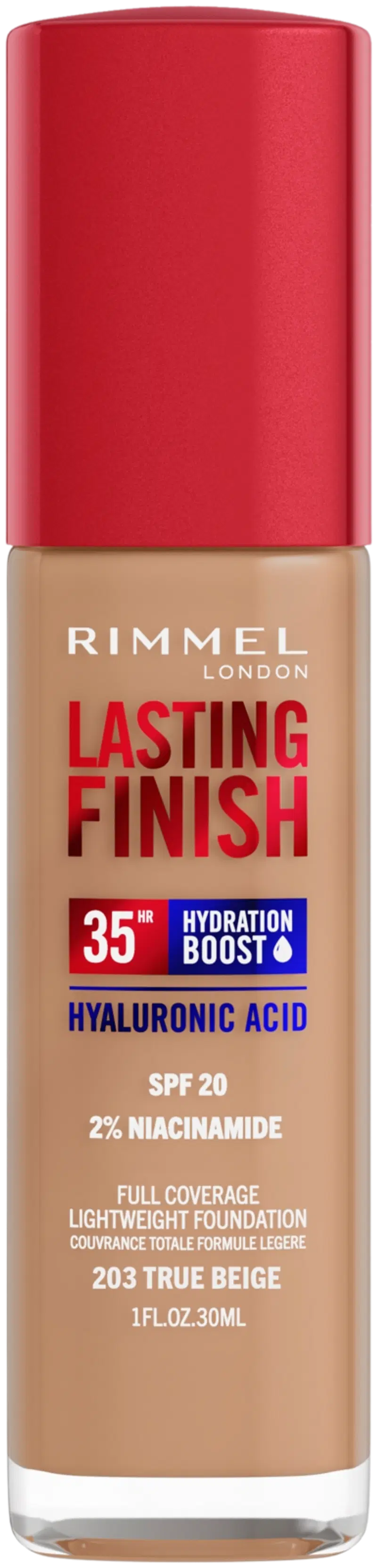 Тональный крем Rimmel Lasting Finish 35H Foundation 30 мл, оттенок 203 True Beige (размер 30 МЛ, цвет Настоящий бежевый)