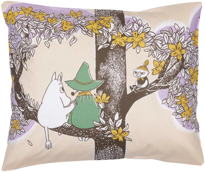 Наволочка Муми-тролль Аравия Финляндия Heart Friends 50 x 60 см GOTS (цвет Бежевый, сиреневый, желтый)