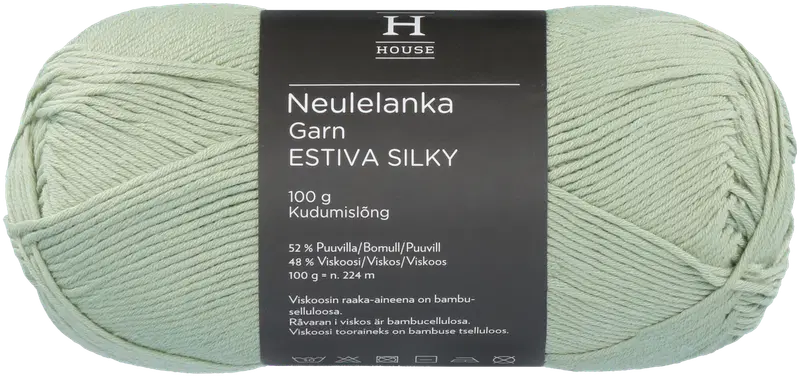 Пряжа домашняя бамбуковая смесовая вискоза-хлопок Estiva Silky 100 г Green Almond 12933 (цвет зеленый миндаль)