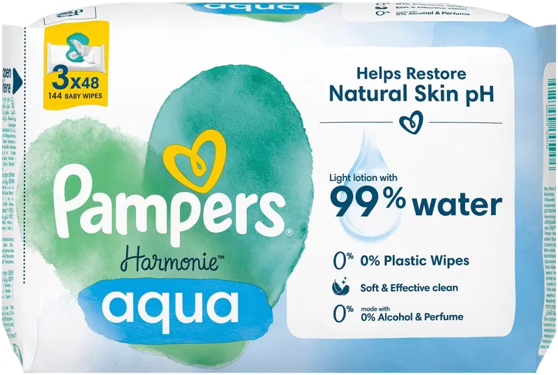 Полотенца для чистки Pampers Harmonie Aqua 144 шт.