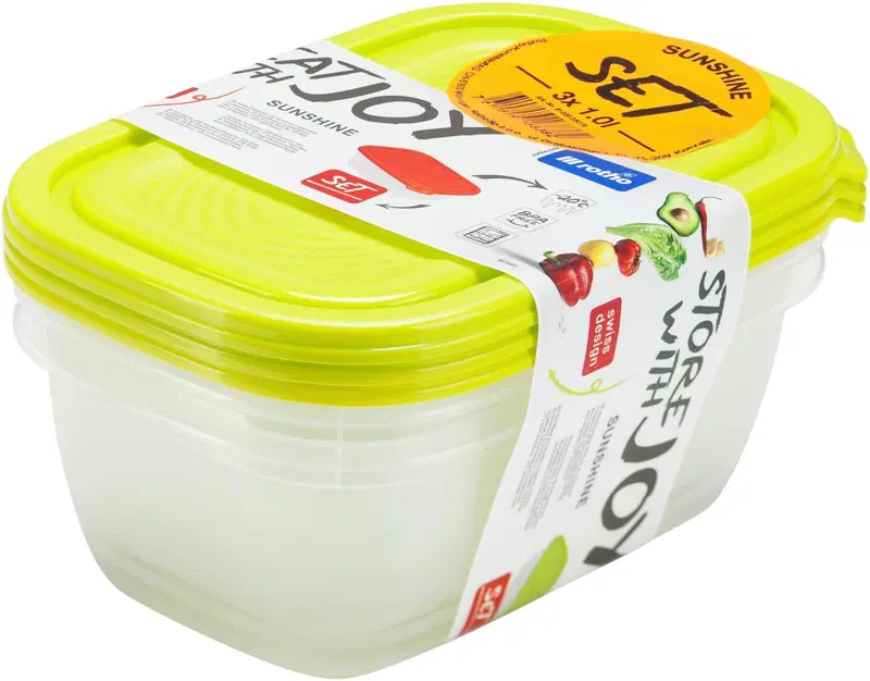 Комплект уплотнителей Rotho Sunshine 3 шт. 1,0 л зеленый (цвет Прозрачный + салатовый лайм)