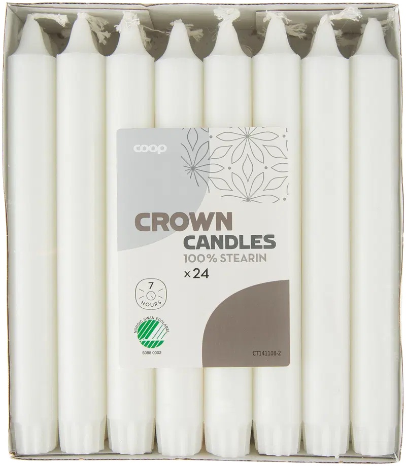Свеча Coop Crown белая 20 см 24 шт.